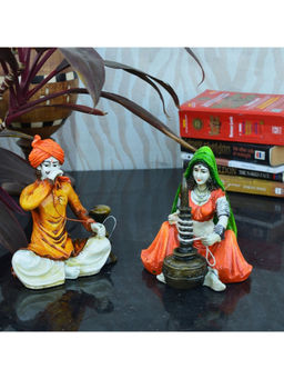 eCraftIndia - Rajasthani Hookah Man and Lady Statue (Set Of 2)