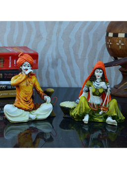 eCraftIndia - Rajasthani Hookah Man and Lady Statue (Set Of 2)