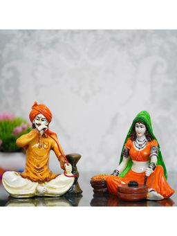 eCraftIndia - Rajasthani Hookah Man and Lady Statue (Set Of 2)