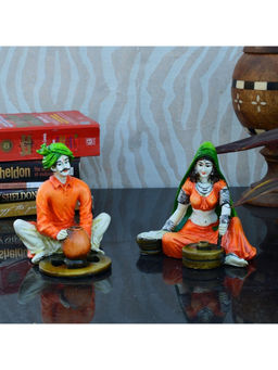 eCraftIndia - Rajasthani Craftsman and Lady Statue (Set Of 2)