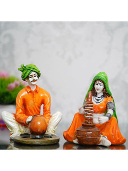 eCraftIndia - Rajasthani Man Making Pot and Lady Handi Human Figurines (Set Of @)
