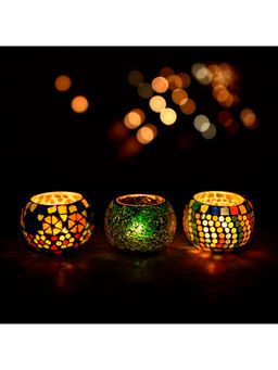 eCraftIndia - Mosaic Glass Tea Light Holders (Set Of 3)