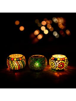 eCraftIndia - Mosaic Glass Tea Light Holders (Set Of 3)