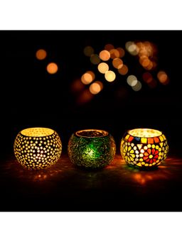 eCraftIndia - Mosaic Glass Tea Light Holders (Set Of 3)