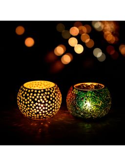 eCraftIndia - Mosaic Glass Tea Light Holders (Set Of 2)