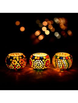 eCraftIndia - Mosaic Glass Tea Light Holders (Set Of 3)