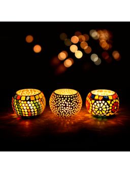 eCraftIndia - Beautifully Crafted Mosaic Glass Tea Light Candle Holders (Set Of 3)