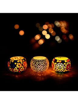 eCraftIndia - Beautifully Crafted Mosaic Glass Tea Light Candle Holders (Set Of 3)
