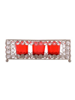 eCraftIndia - Glimmery Rectangle Crystal Triple Tea Light Holder