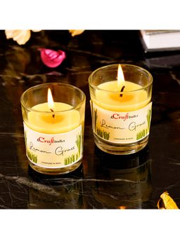 eCraftIndia - Glass Lemon Grass Scented Candles (Set Of 2)