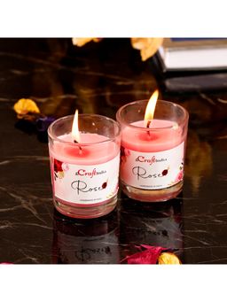 eCraftIndia - Glass Rose Scented Candles (Set Of 2)