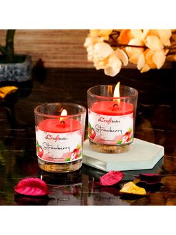 eCraftIndia - Glass Strawberry Scented Candles (Set Of 2)