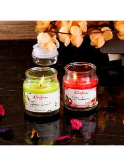 eCraftIndia - Jar Strawberry and Jasmine Scented Candles (Set Of 2)