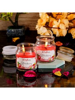 eCraftIndia - Jar Strawberry Scented Candles (Set Of 2)