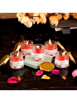 eCraftIndia - Mini Jar Strawberry Scented Candles (Set Of 5)