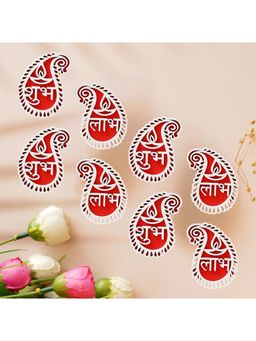 eCraftIndia - \Paisley Shaped Wooden Shubh Labh (Set Of 4)