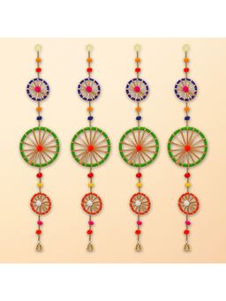eCraftIndia - Multi-Colour Rings with Tassels Bell Hangings (Pack Of 4)