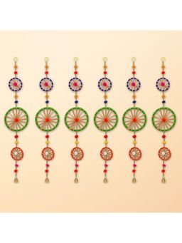 eCraftIndia - Multi-Colour Rings with Tassels Bell Hangings (Pack Of 6)