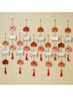 eCraftIndia - Lotus, Cow, Beads, Tassel Decorative Hanging for Diwali (Pack Of 10)