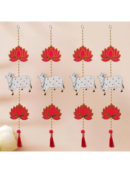 eCraftIndia - Lotus, Cow, Beads, Tassel Decorative Hanging for Diwali (Pack Of 4)