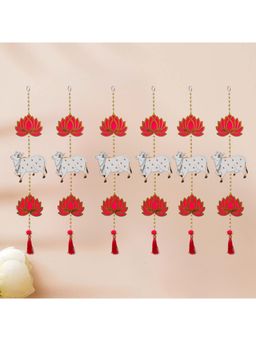 eCraftIndia - Lotus, Cow, Beads, Tassel Decorative Hanging for Diwali (Pack Of 6)
