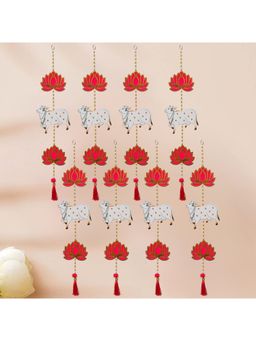eCraftIndia - Lotus, Cow, Beads, Tassel Decorative Hanging for Diwali (Pack Of 8)