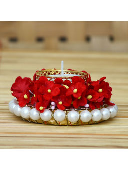 eCraftIndia - Floral and Stone Work Design Handcrafted Tea Light Holder