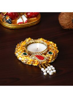 eCraftIndia - Designer Yellow Floral Tea Light Holder