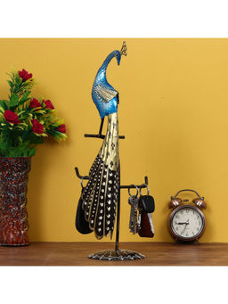 eCraftIndia - Colourful Peacock Handcrafted Iron Showpiece