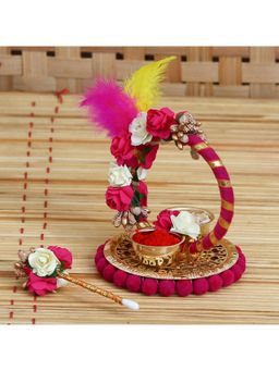 eCraftIndia - Multicolor Floral Handcrafted Decorative Haldi Kumkum Holder