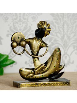 eCraftIndia - Tribal Man with Paghdi Playing Musical Instrument Showpiece