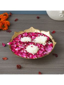 eCraftIndia - Golden Metal Lotus Flower Shape Designer Urli
