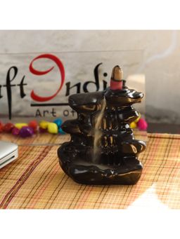eCraftIndia - Polyresin Black Dropping Fountain Smoke Backflow Incense Holder