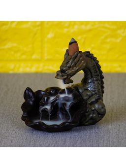 eCraftIndia - Black, and Brown Polyresin Dragon Smoke Backflow Cone Incense Holder