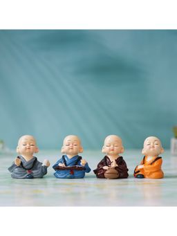 eCraftIndia - Little Meditating Monk Buddha Showpiece (Set Of 4)