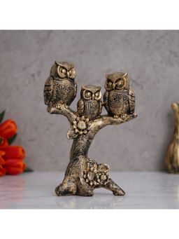 eCraftIndia - 3 Bronze Owls Sitting On A Tree Branch Bird Showpiece
