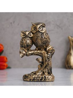 eCraftIndia - 2 Bronze Owls Sitting On A Tree Branch Bird Showpiece