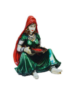 eCraftIndia - Woman Statue Cleaning Grains Showpiece