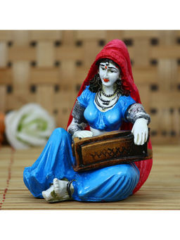 eCraftIndia - Rajasthani Musician Woman Playing Harmonium Showpiece