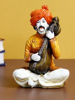 eCraftIndia - Rajasthani Musician Men Statue Playing Veena Showpiece