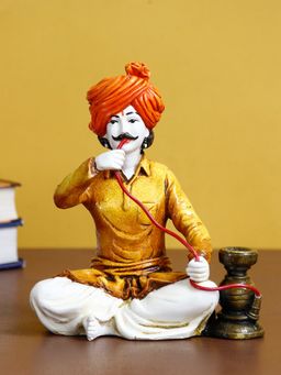 eCraftIndia - Rajasthani Men Statue Using Hookah Showpiece