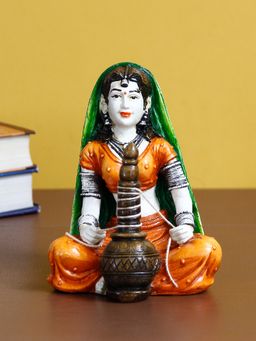 eCraftIndia - Rajasthani Woman Statue Preparing Makkhan Showpiece