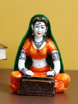 eCraftIndia - Rajasthani Woman Statue Playing Harmonium Showpiece