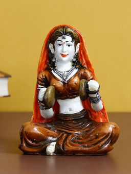 eCraftIndia - Rajasthani Woman Statue Playing Cymbals Showpiece