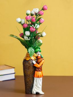eCraftIndia - Rajasthani Men Statue with Flower Pot Showpiece