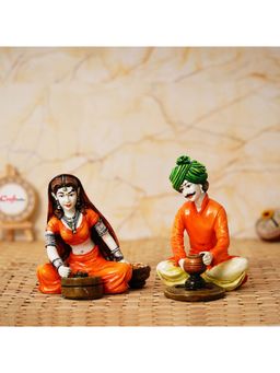 eCraftIndia - Rajasthani Craftsmen & Lady Making Pots Statue (Ste Of 2)