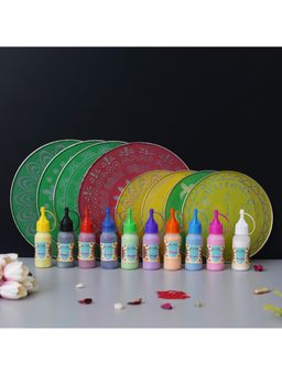 eCraftIndia - Designer Diwali Rangoli Stencils & Bottles (Set Of 18)