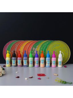 eCraftIndia - Designer Diwali Rangoli Stencils & Bottles (Set Of 22)