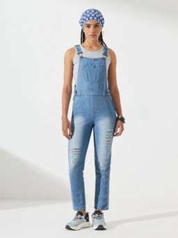 DOLCE CRUDO - Women Blue Denim Solid Dungaree
