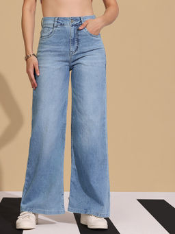 DOLCE CRUDO - Women Blue Denim Solid Wide Jeans